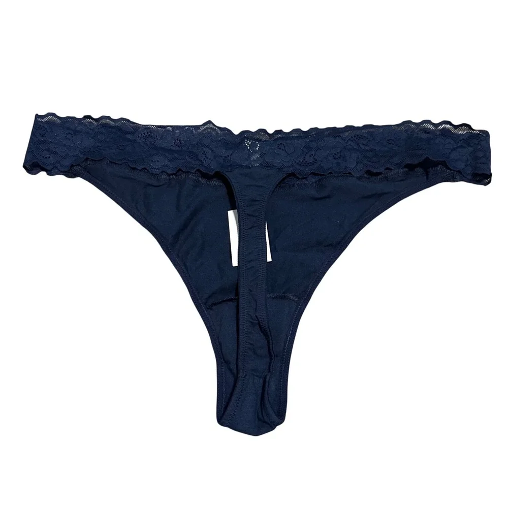 Cosabella Amore‎ Adore Thong Plus Navy Blue Lace Trim Panty ADORE0341P Sz 3X NWT